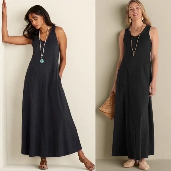 Soft Surroundings Black Tank Bailey Maxi Dress Sleeveless Pockets 2X Plus 5FG41 - Picture 1 of 12